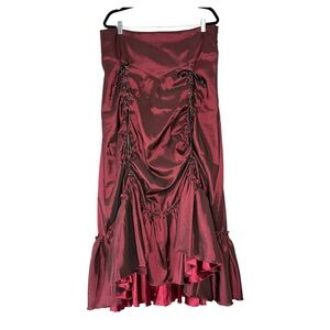 Chic Star Maxi Skirt Size 18 Mary Hildebrandt Satin Burgundy Lace-Up Bustle